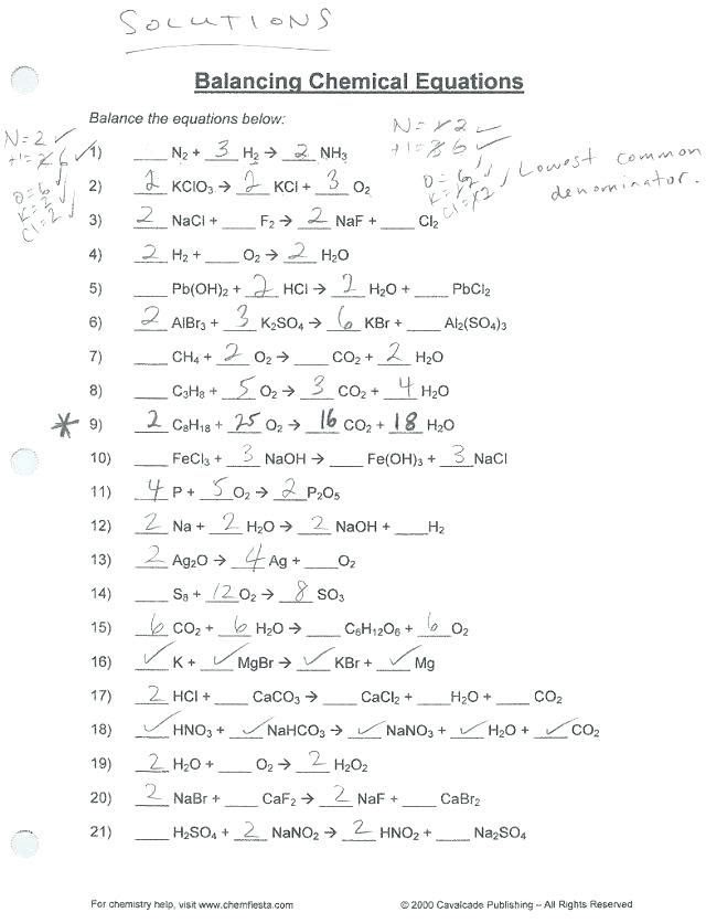 Classifying And Balancing Equations Multiple Choice Worksheet Answers