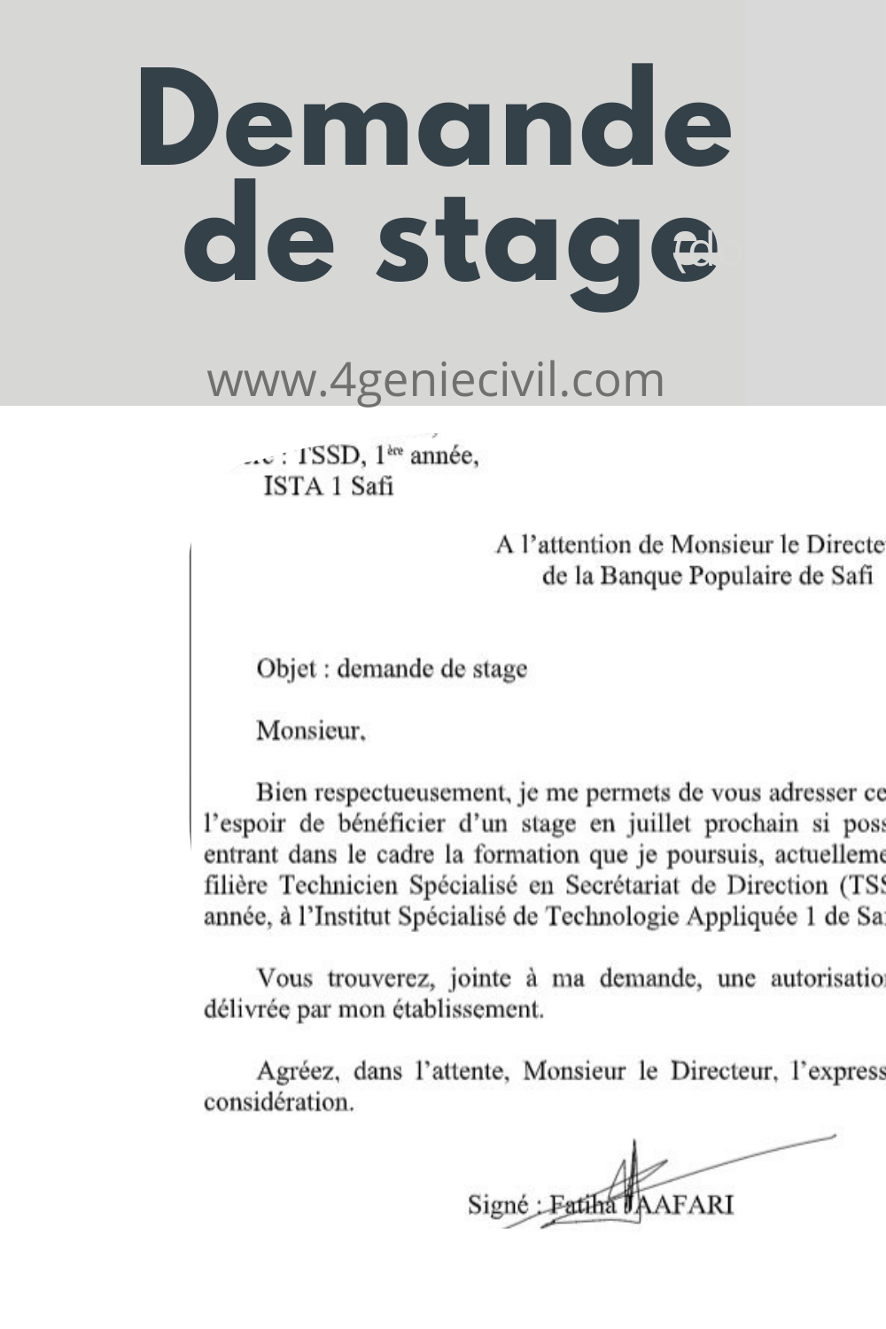 Modele Lettre Demande De Stage