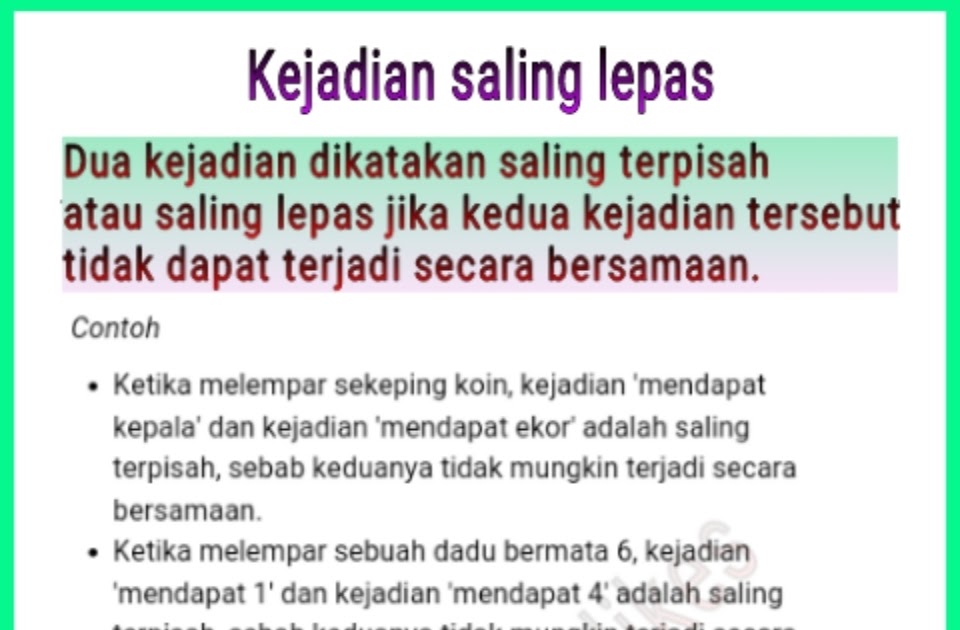 Contoh Soal Kejadian Saling Bebas Dan Pembahasan