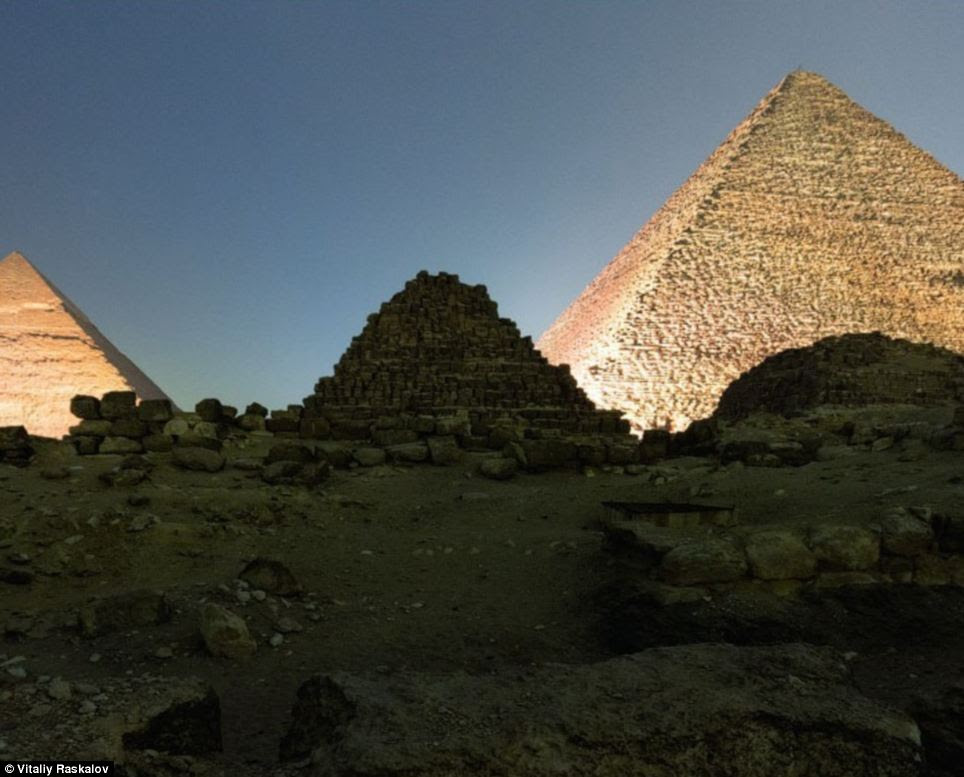 View: The group of Russians said they found signs on top of the pyramid featuring notices in various languages