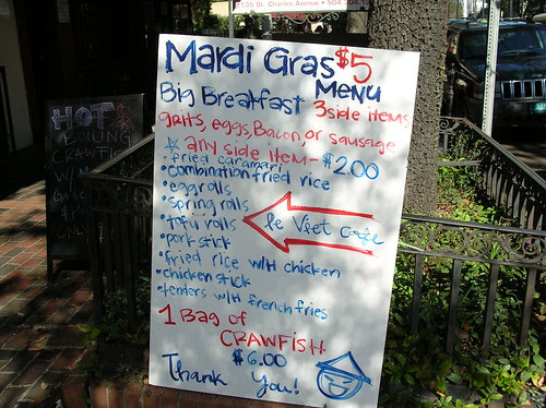 Le Viet Cafe Mardi Gras Menu