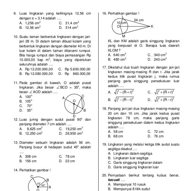 Soal Dan Pembahasan Lingkaran Kelas 8 Doc