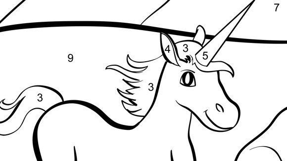Unicorn Coloring Pages By Number / Cute Unicorn Color By Number Pages