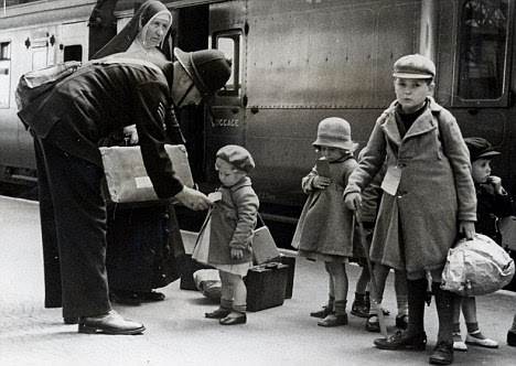 Children evacuate London by train during the Battle of Britain when Churchill's popularity waned