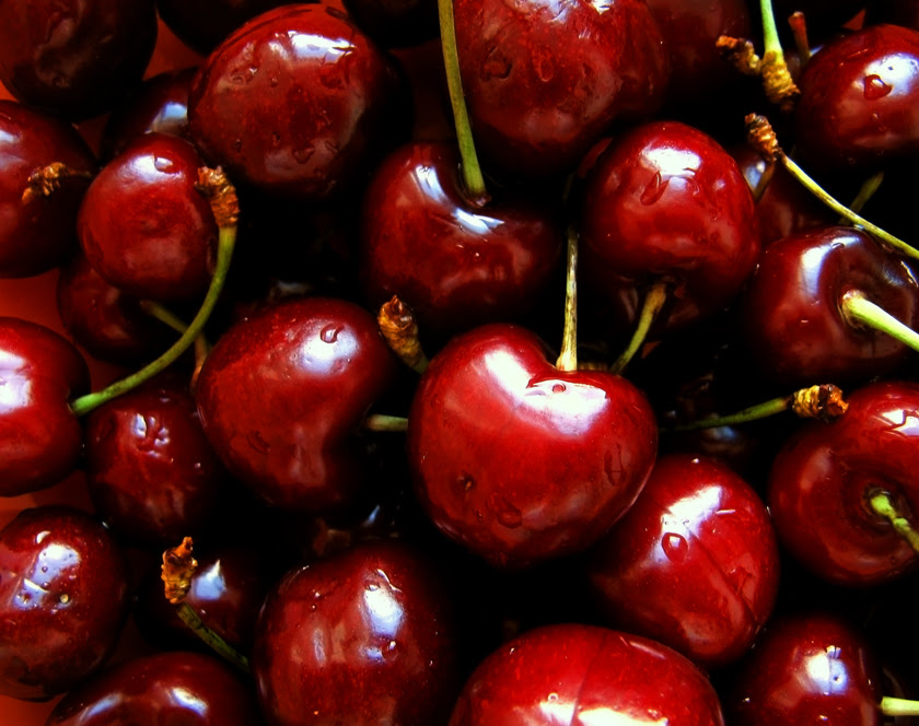 red juicy cherries