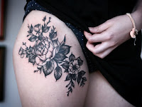 Black Roses Tattoo On Thigh