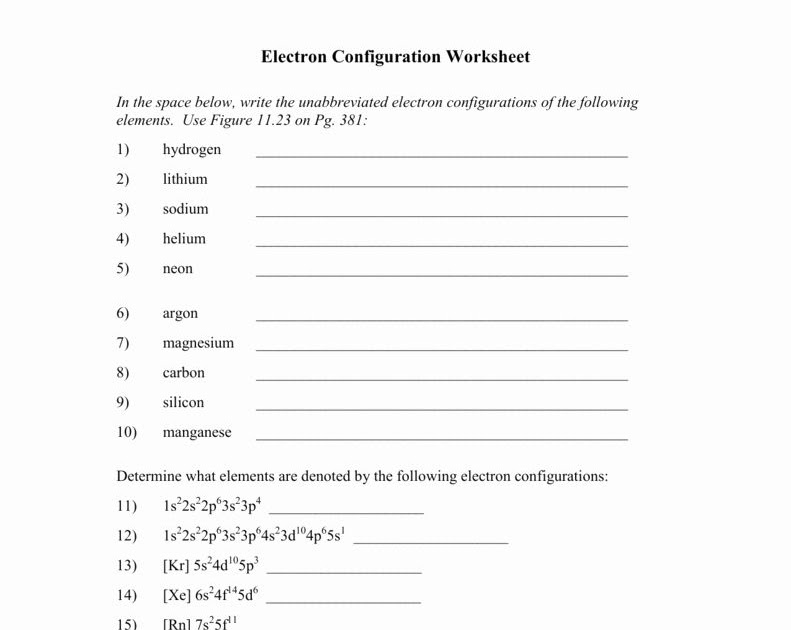 Electron Configuration Worksheet Answer Key / Electron configuration