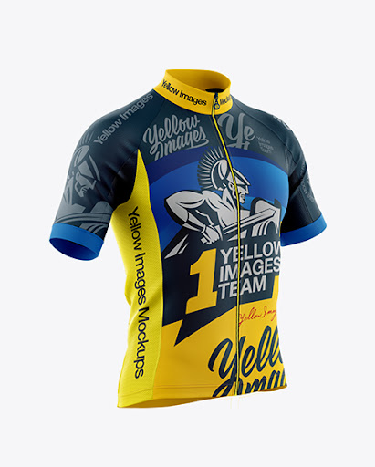 Download Mens Full-Zip Cycling Jersey Half Side View Jersey Mockup ...