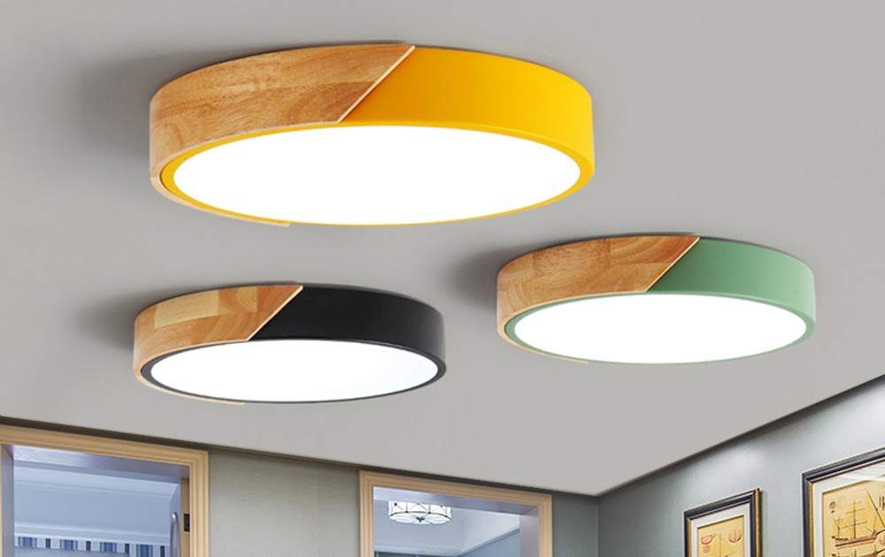 (24% Off) 安い 北欧木製 Led シーリングライト現代のカラフルな寝室の天井ラ ンプラウンド薄型 Plafondlamp 照明