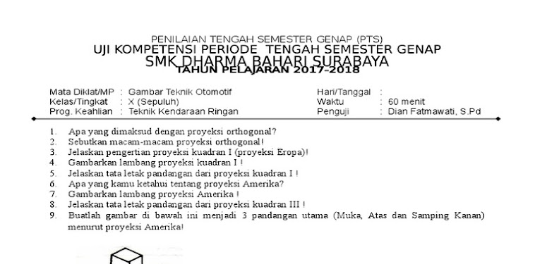 Soal Isir Gambar Teknik Otomotif / Latihan Soal Gambar Teknik Smk