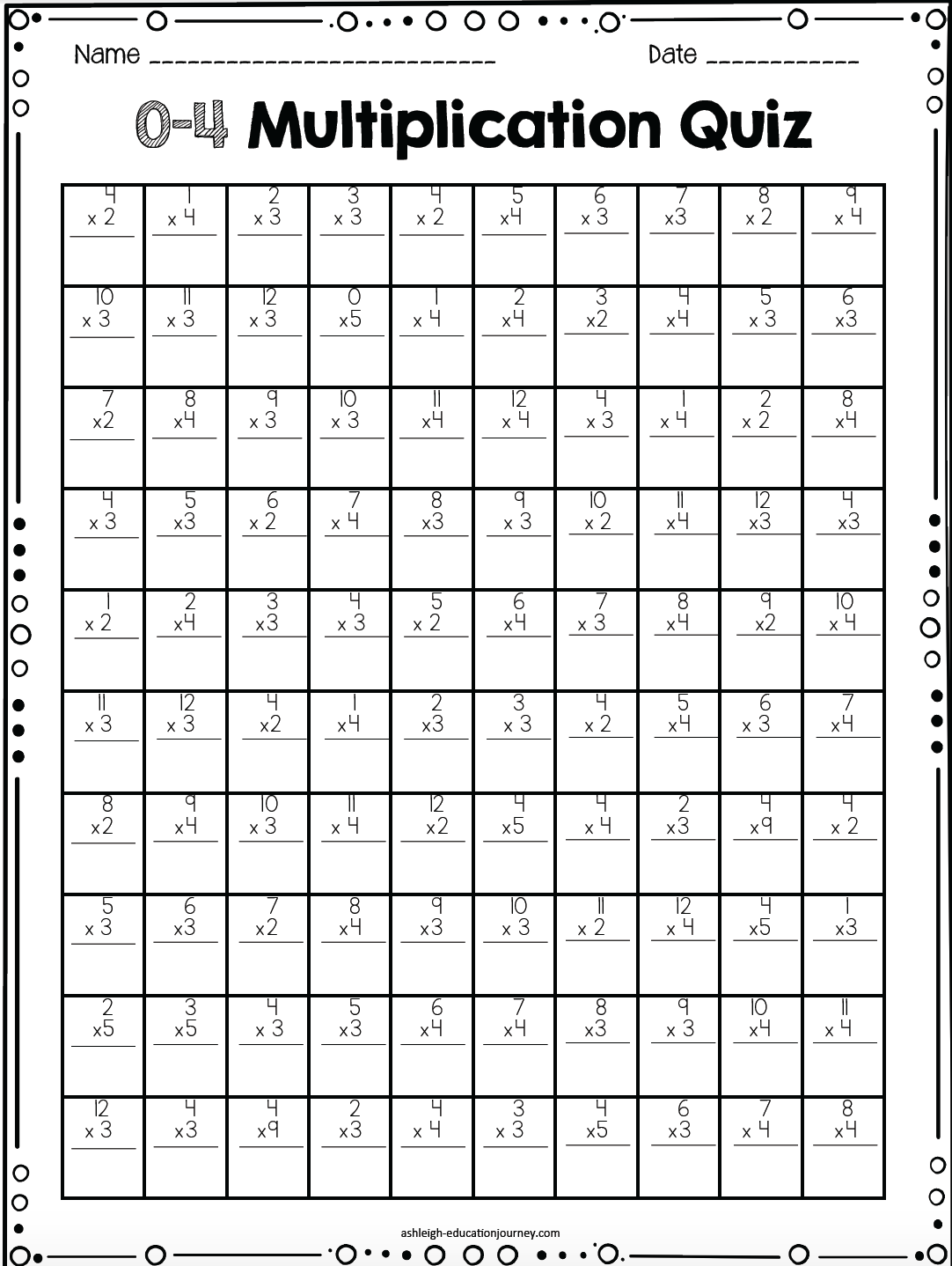 5th grade multiplication chart 1 20 the chart