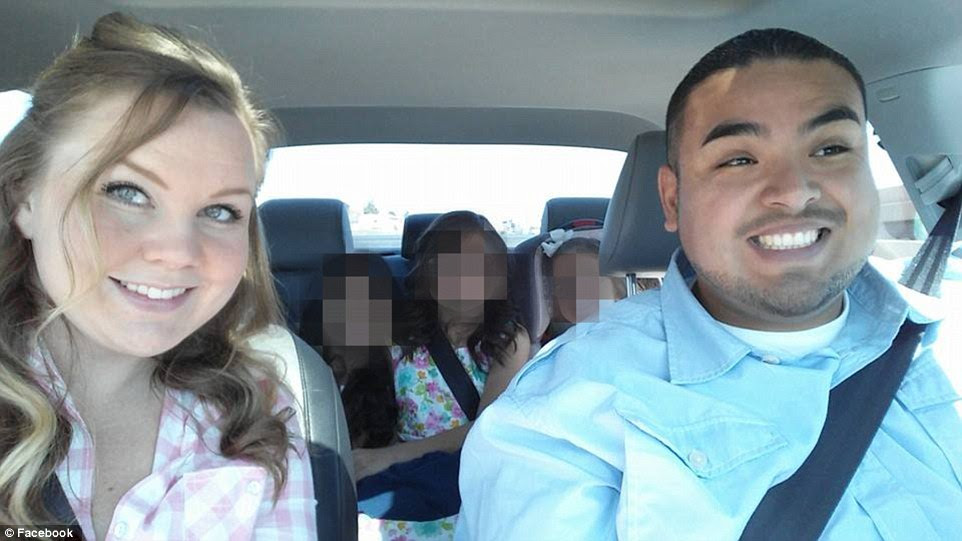Jessica Valenzuela (pictured with her husband and children), 32, of Buckeye, Arizona, a mother-of-three, died in the crash Sunday night.