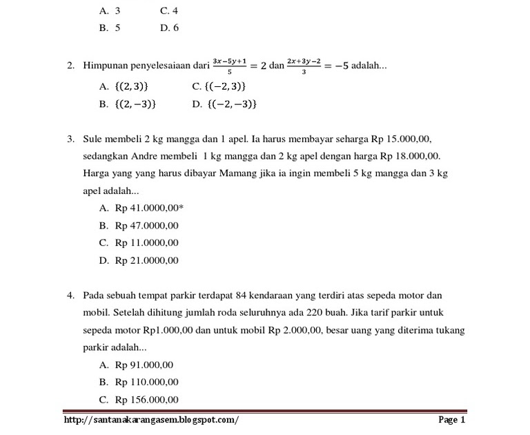 Soal Uas Matematika Kelas 8 Semester 2 Kurikulum K13.doc