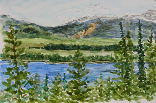 Watercolor view from near Inspiration Point ~ Jenny Lake