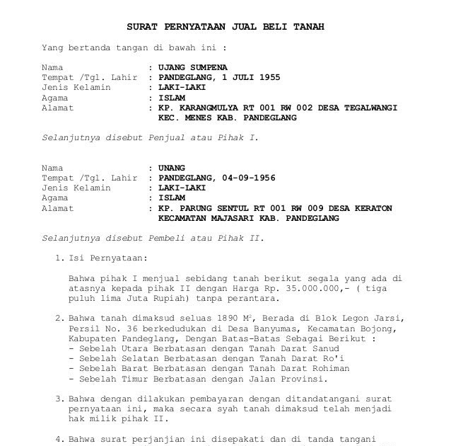 Contoh Surat Pernyataan Jual Beli Tanah Dan Rumah Contoh Surat