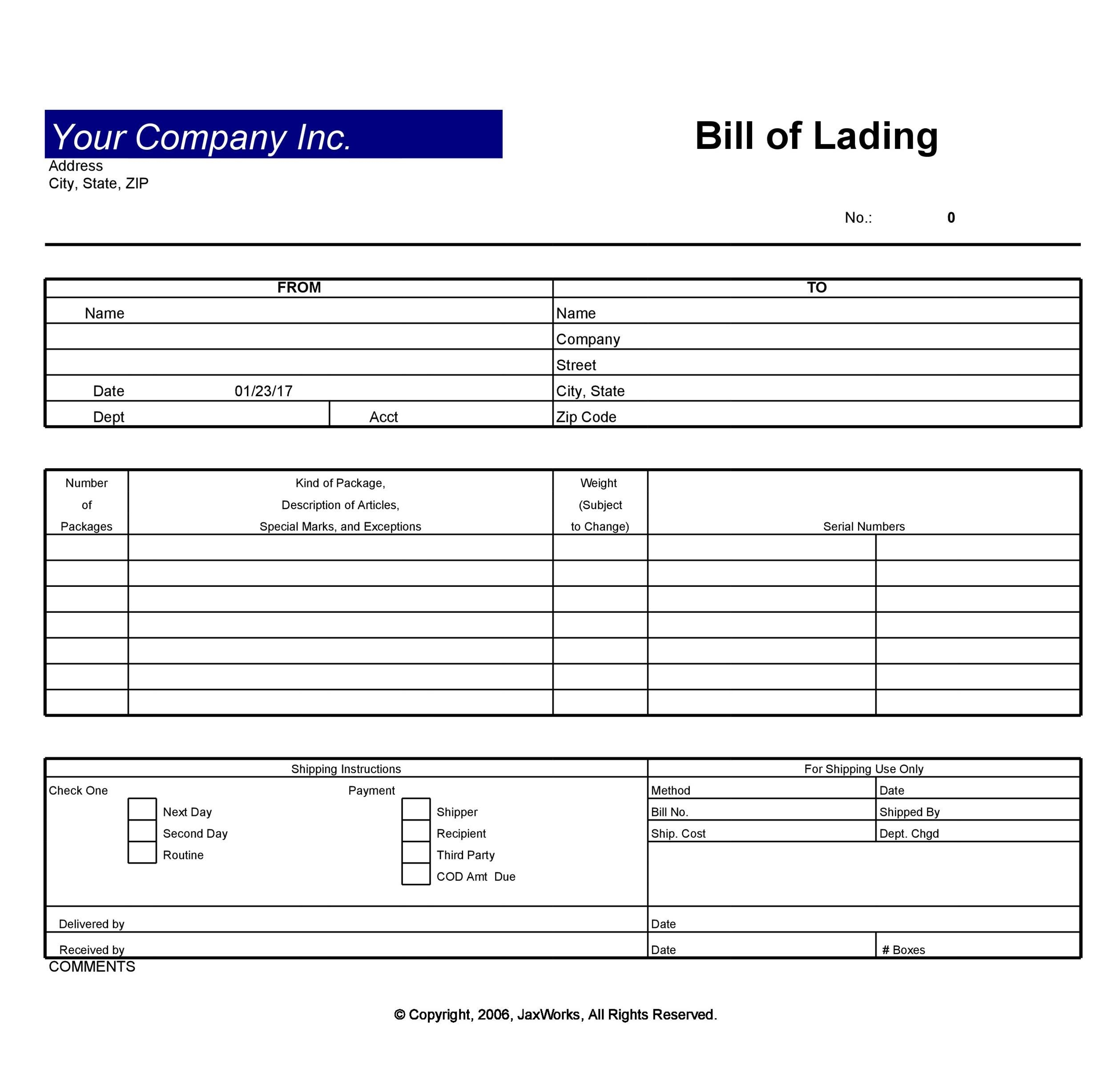 Straight Bill Of Lading Short Form Template Free Best of Document