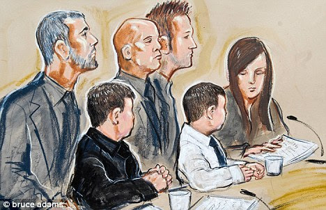 A sketch of the two brothers facing Sheffield Crown Court