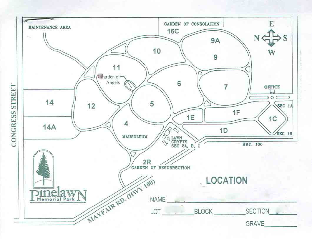 Pinelawn Memorial Park Map - Park Boston Zone Map