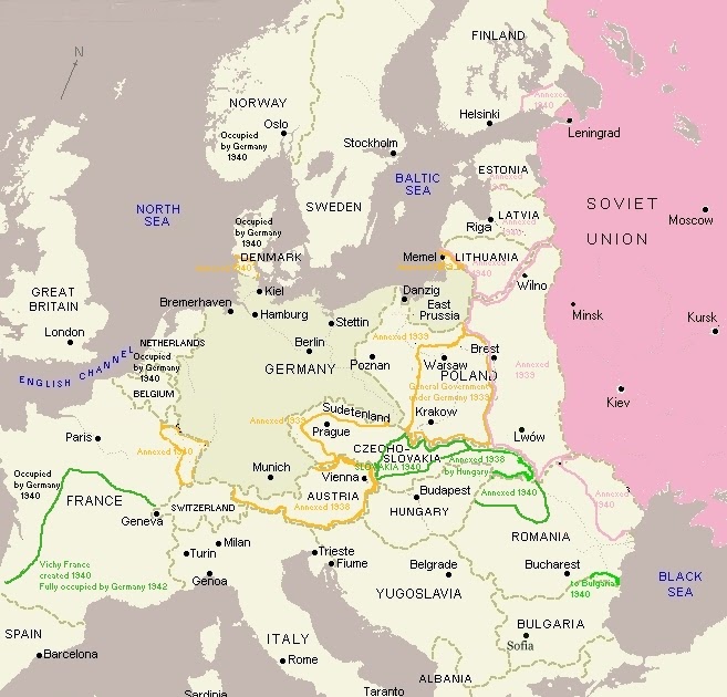 Maps: Map Of Europe 1938