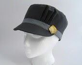 Pleated Cadet Hat - Cool Grey with Yellow Shell Buckle