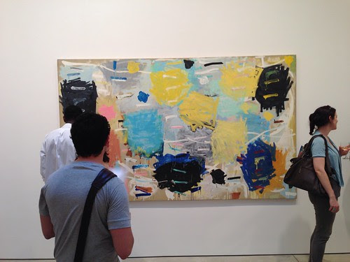 Viewers in front of Stanley Whitney's Sixteen Songs (1984), Cheim & Read
