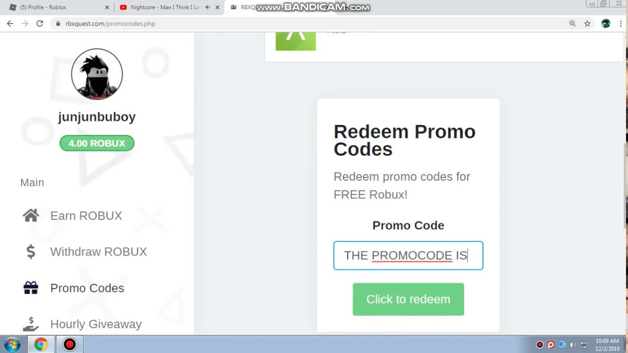 Earn Robux Now Promo Codes