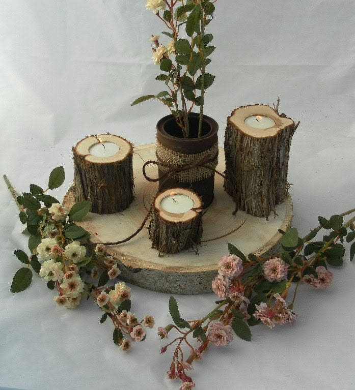 Custom Wedding Accessories: 12 Juniper Log Candle Holders ~ Rustic ...