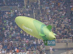 The Cosmote blimp inside the Athens Olympic Ba...
