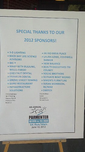 Parmenter 5K: thank you to the sponsors