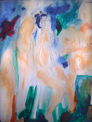 Women In Spring - detail of first wash of paint