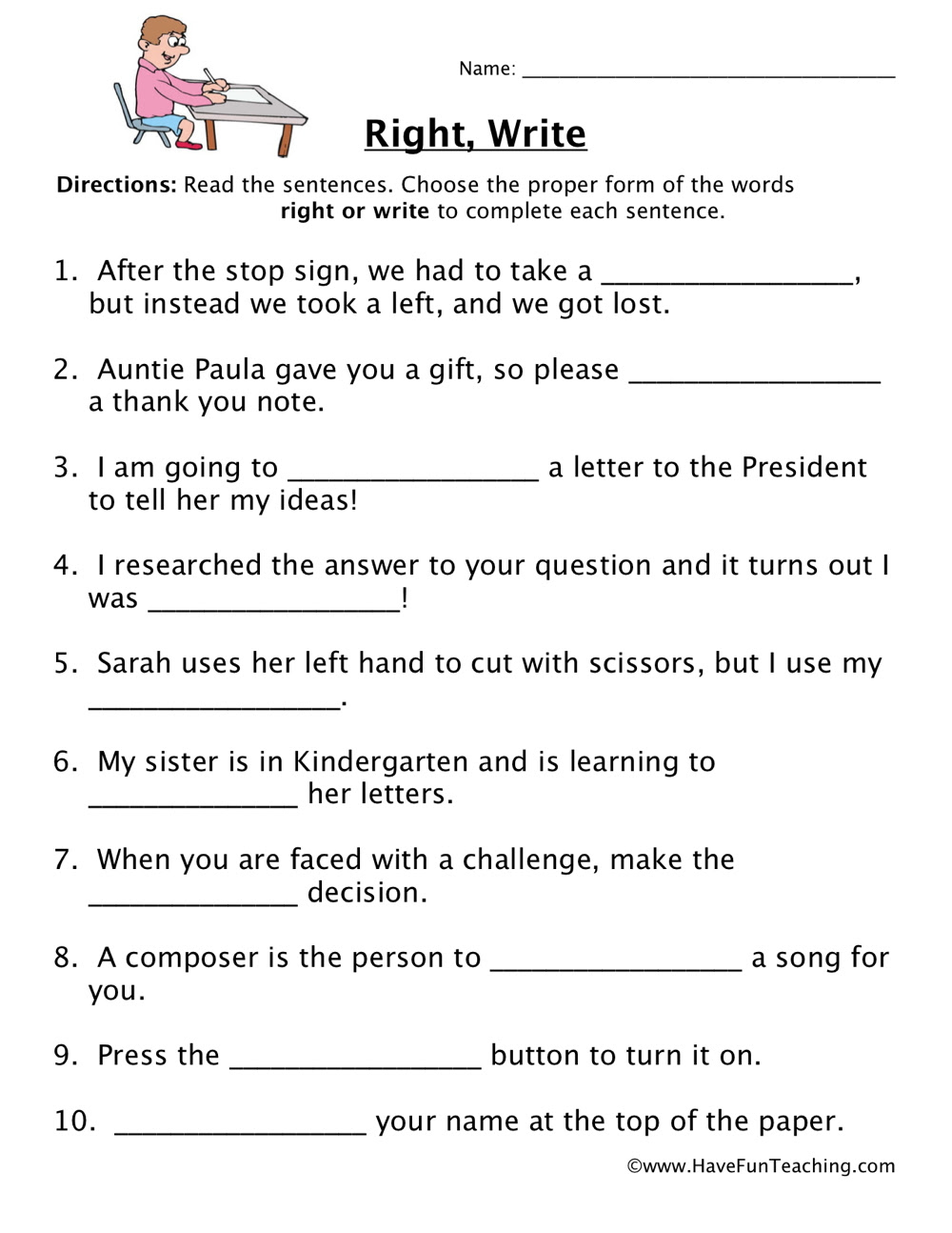 English Grammar Worksheets For 9 Year Olds