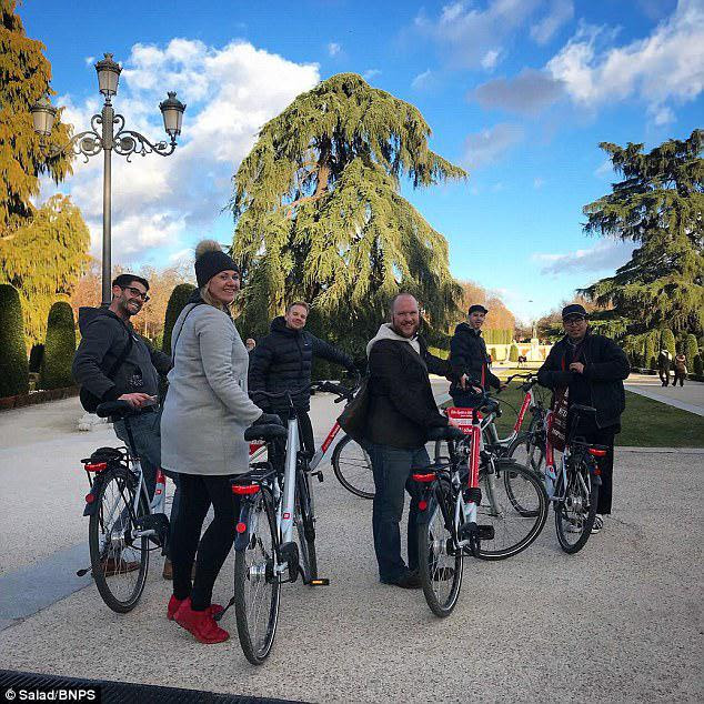 The Salad Creative team are pictured on a cycle tour of Madrid as part of their festivities