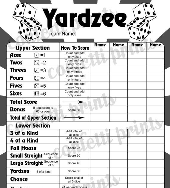 Printable Yahtzee Pad For Kids - Tedy Printable Activities