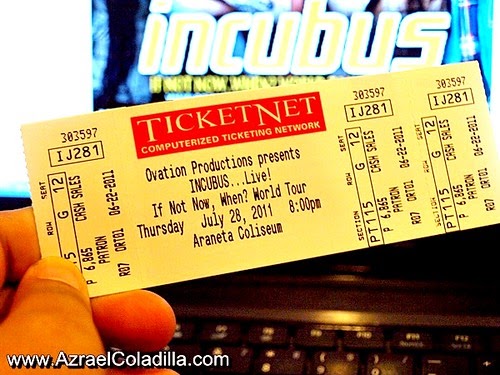 Here's my Incubus concert ticket