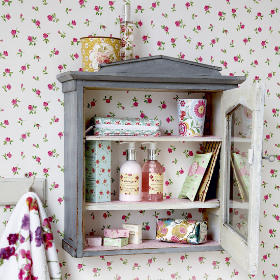 Vintage bathroom unit and floral wallpaper | Vintage bathroom ideas - 10 of the best | Bathroom | design | PHOTO GALLERY | Housetohome.co.uk