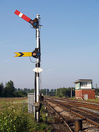 Salah satu bentuk sinyal semaphore kereta api