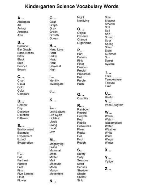 Printable Vocabulary Words - Words Print