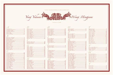 Double Happiness Symbol Chinese Wedding Seating Chart Double Happiness Symbol Chinese Wedding Seating Chart