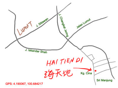 map to Hai Tien Di seafood restaurant at Sitiawan map to Hai Tien Di seafood restaurant at Sitiawan