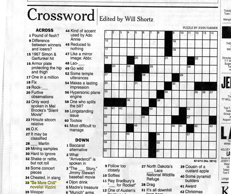 Free Printable Crossword Puzzles Ny : New York Times Crossword Printable Free : As a loyal new