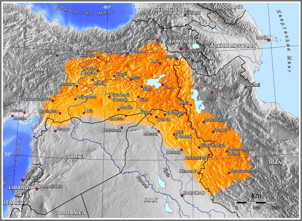 kurdistan map