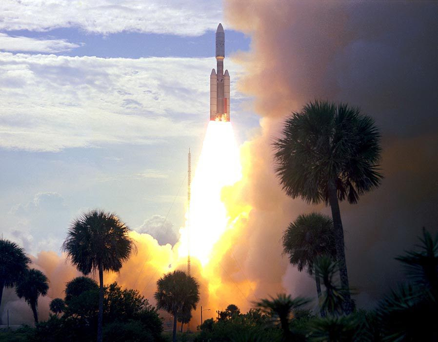 Viking 1 was launched by a Titan/Centaur rocket from Complex 41 at Cape canaveral Air Force Station at 5.22pm EDT to begin a half-billion mile, eleven moth journey through space to explore Mars. Viking 1 was launched by a Titan/Centaur rocket from Complex 41 at Cape canaveral Air Force Station at 5.22pm EDT to begin a half-billion mile, eleven moth journey through space to explore Mars.