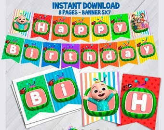 Free Printable Cocomelon Birthday Banner : Cocomelon Banner Etsy