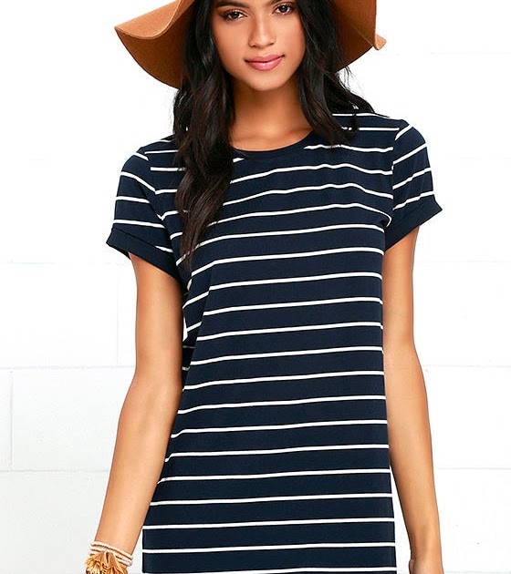 Striped Black And White Shirt Dress ~ yvettepestanodesign