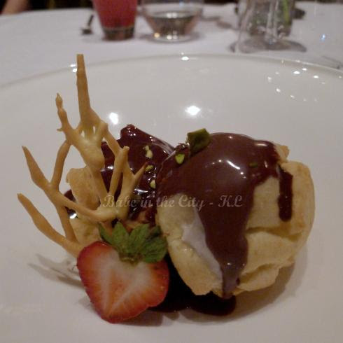 Sweet Ending - profiteroles filled with banana ice cream