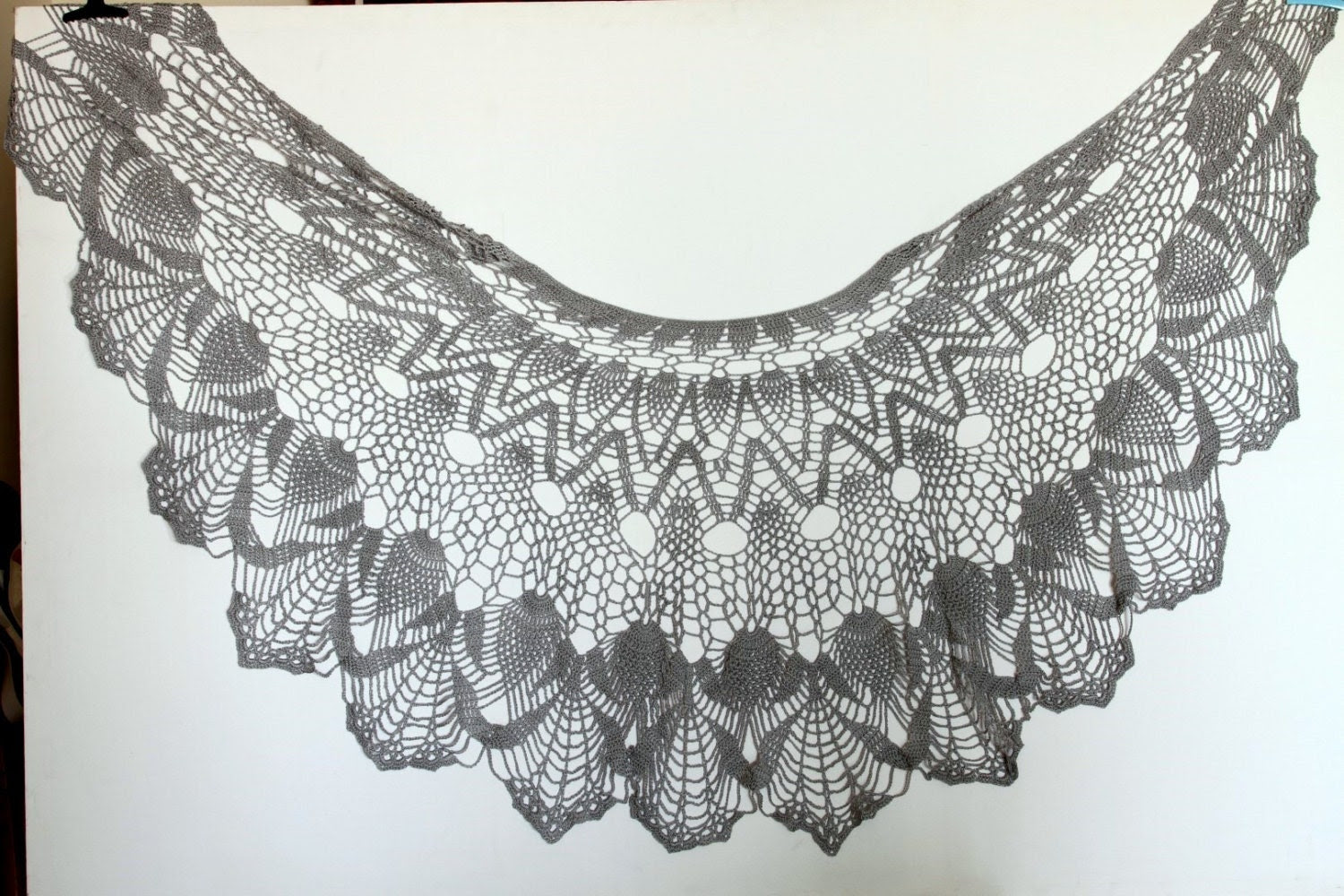 Crocheted Gray Shawl Pattern, Scarf PDF Tutorial, Womens Scarf Pattern - etty2504