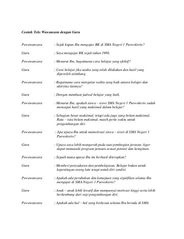 Terbaru Contoh Pertanyaan Wawancara Dengan Guru Slb