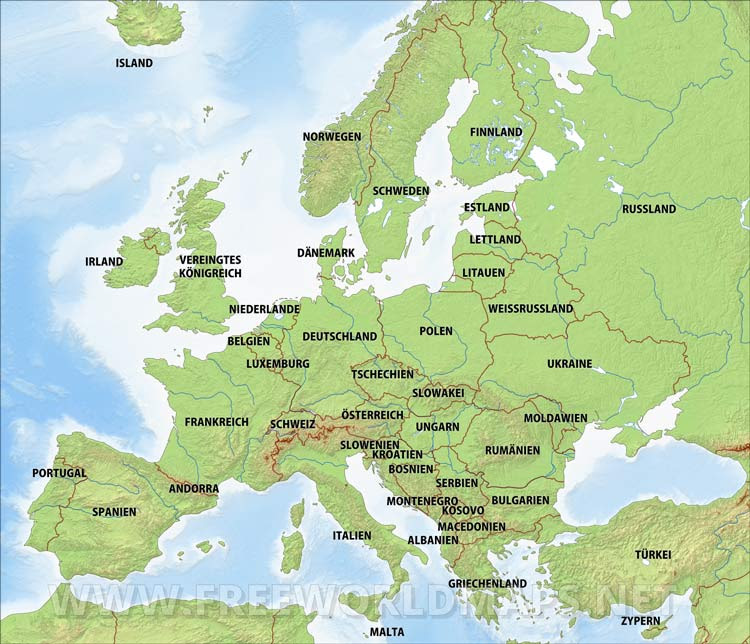 Europer Karte / Europakarte / Interaktive europakarte und reliefkarte
