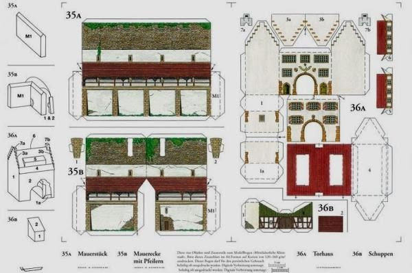 PAPERMAU: Some Little Medieval Buildings Paper Models In HO Scale - by