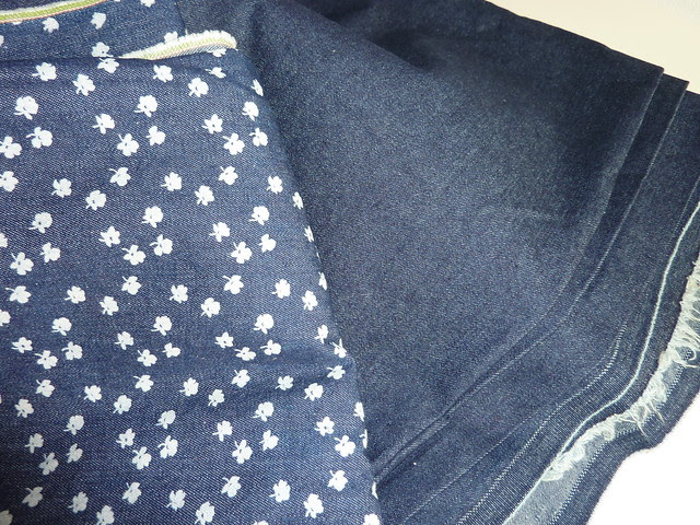 Plain dark denim bought to match the patterned fabric